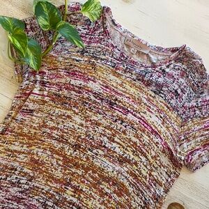 Philosophy Multicolor Striated Short Sleeve Tee — Pink, Brown, Gold